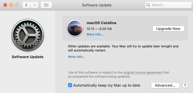 Cant see mac catalina in software update download